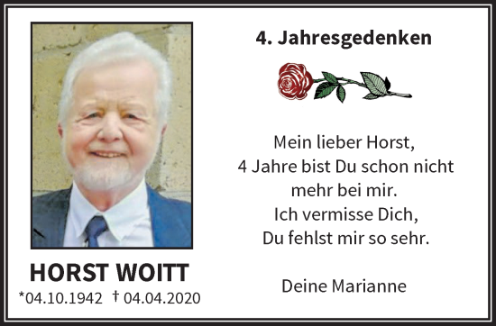 Traueranzeige von Horst Woitt von trauer.wuppertaler-rundschau.de