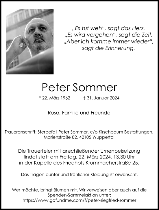 Traueranzeige von Peter Sommer von trauer.wuppertaler-rundschau.de